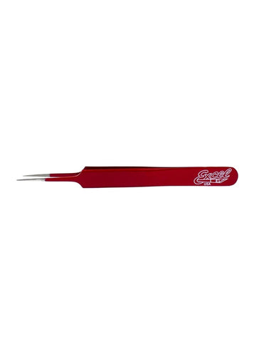 Excel - 4.5 Ultra Fine Straight Point Tweezers (Red)
