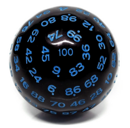 Foam Brain Games - D100 Black Opaque with Blue 45mm