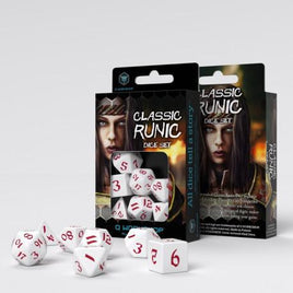 Q Workshop - Classic Runic: White with Red RPG Dice Set