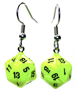 Chessex - Earrings - 54205 - Vortex Bright Green with Black Hook Earrings