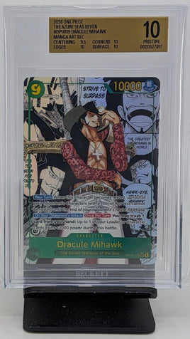 Graded One Piece - Dracule Mihawk Manga Art Sec OP14 #119 Becket 10 PRISTINE