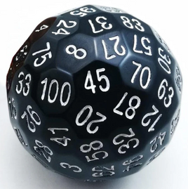 Foam Brain Games - D100 Black Opaque with White 45mm