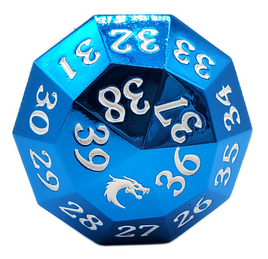 Old School Dice - d40 Metal 40mm Spindown Die - Electric Blue