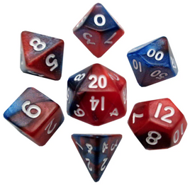 Fanroll - Mini: Red/Blue w/ White Numbers RPG Dice Set
