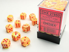 Chessex - 27853 - Festive Sunburst/red 12mm d6 Dice Block (36 dice)