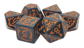Old School Dice - Rune Dice: All Hallows Eve Black w/ Orange RPG Dice Set