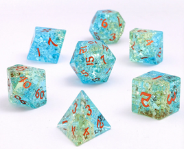 Hymgho - Blasted Glass: Blue & Green RPG Dice Set