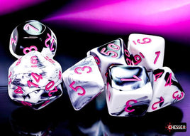 Chessex - 26469 - Gemini Black-White/pink Polyhedral 7-Dice Set