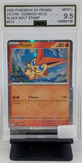 Graded Pokemon - Victini Black Bolt Stamp Cosmos Holo #012 AGS 9.5 MINT+