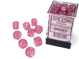 Chessex - 27984 - Borealis Pink/silver Luminary 12mm d6 Dice Block (36 dice)