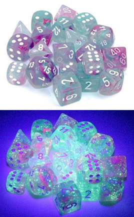 Chessex - 27745 - Nebula Wisteria/white Luminary 16mm d6 Dice Block (12 dice)