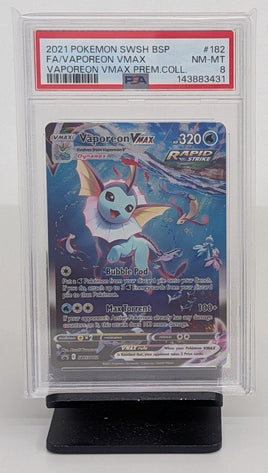 Graded Pokemon - Vaporeon VMAX FA #SWSH182 PSA 8 NM-MT