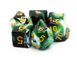 Old School Dice - Vorpal: Green & White with Gold RPG Dice Set