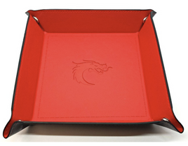 Old School Dice - Square Dice Rolling Tray - Red with Black Back