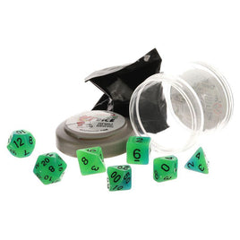 Pizza Dungeon Dice - Glow Green & Blue RPG Dice Set