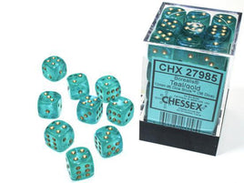 Chessex - 27985 - Borealis Teal/gold Luminary 12mm d6 Dice Block (36 dice)