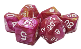 Old School Dice - Vorpal: Rose Red & Yellow RPG Dice Set