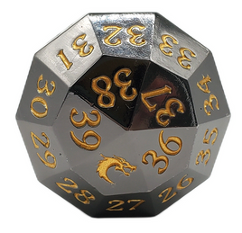 Old School Dice - d40 Metal 40mm Spindown Die - Electric Black