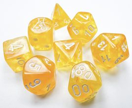 Chessex 30053 - Lab Dice: Borealis Canary/White Luminary Polyhedral 7-Dice Set (+ bonus die)