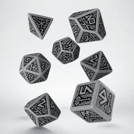 Q Workshop - Dwarven: Dice Set Grey & Black RPG Dice Set
