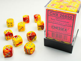 Chessex - 26850 - Gemini Red-Yellow/silver 12mm d6 Dice Block (36 dice)