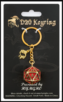 Hymgho - d20 Keychain: Draconis Gold & Ruby