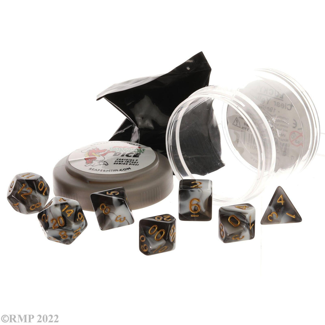 Pizza Dungeon Dice - Dual - White & Black