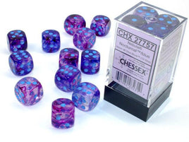 Chessex - 27757 - Nebula Nocturnal/blue Luminary 16mm d6 Dice Block (12 dice)