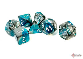 Chessex - 26456 - Gemini Steel-Teal/white Polyhedral 7-Dice Set