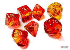 Chessex 26468 - Gemini Translucent Red-Yellow/gold Polyhedral RPG Dice Set