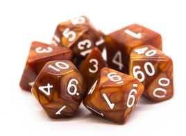 Old School Dice - Pearl Drop: Brown RPG Dice Set