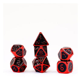 Fanroll - Dice - Metal Red with Black Enamel 7-Dice RPG Set