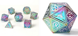 Hymgho - Metal Druid: Rainbow with White RPG Dice Set