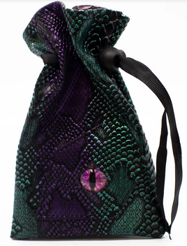 Old School Dice - Dragon Eye Dice Bag - Spectral Dragon Green & Purple