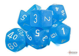 Chessex - 27416 - Frosted Caribbean Blue/white Polyhedral 7-Dice Set