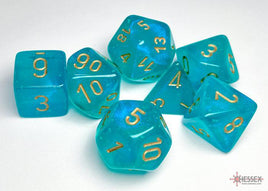 Chessex - 27585 - Borealis Teal/gold Luminary Polyhedral 7-Dice Set