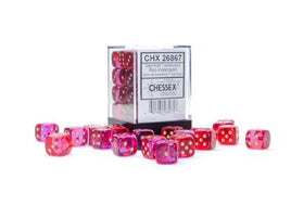 Chessex - 26867 - Gemini Translucent Red-Violet/gold 12mm d6 Dice Block (36 dice)