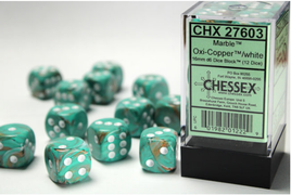 Chessex - 27603 - Marble Oxi-Copper/white 16mm d6 Dice Block (12 dice)