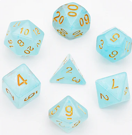 Foam Brain Games - Cyan Silk Translucent RPG Dice Set