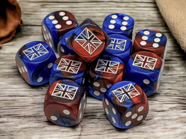 Chessex 29064 - Great Britain War Dice Gemini Red & Blue with Union Jack d6 Dice Block (12 Count)