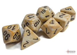 Chessex - 27402 - Marble Ivory/black Polyhedral 7-Dice Set