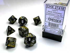 Chessex 27418 - Leaf Black Gold/silver Polyhedral RPG Dice Set