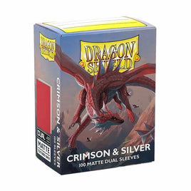 Dragon Shield - Dual Matte Crimson & Silver Sleeves 100 Count