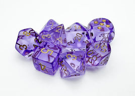 Chessex - 30059 - Lab Dice - Translucent Crimson/gold Polyhedral 7-Dice Set (with bonus die)