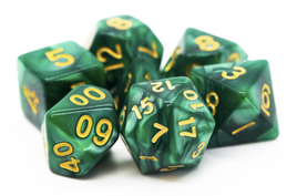 Old School Dice - Pearl Drop: Green with Gold RPG Dice Set