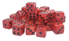 Old School Dice - Pearl Drop: Blood Red w/Black 12mm D6 Dice Set (36 Count)