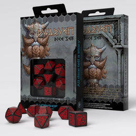 Q Workshop - Dwarven: Black with Red RPG Dice Set