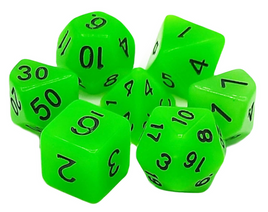 Old School Dice - Glow Dice: Green RPG Dice Set