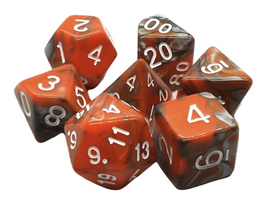Old School Dice - Vorpal: Silver & Orange RPG Dice Set