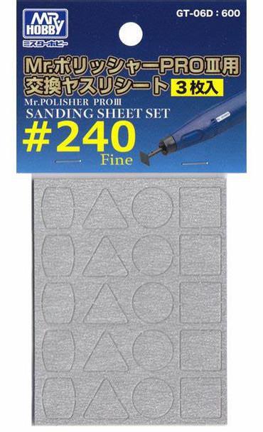 Mr. Hobby - GT-06D:600 - Mr. Polisher Pro III Sanding Sheet Set #240 Fine